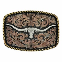 Montana Silversmiths Tri-Colored Longhorn Attitude Buckle A711