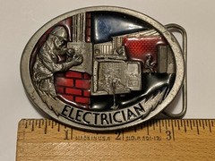 4 LOT BELT BELT BUCKLES GANJA, ELECTRICIAN, CORONA, EMT EMERGENCY TECHNICIAN