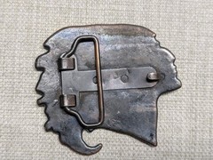 vintage 1970s belt buckle NATIVE AMERICAN southwestern INDIAN CHIEF brass