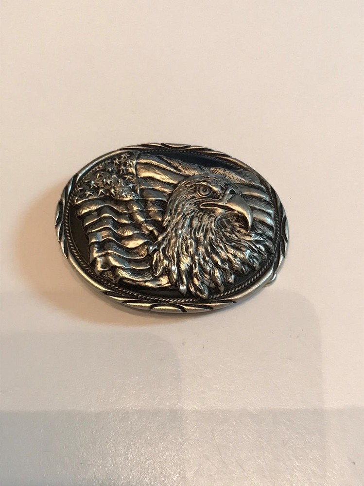 Vintage SSI American Eagle & Flag Pewter belt buckle – Patriotic