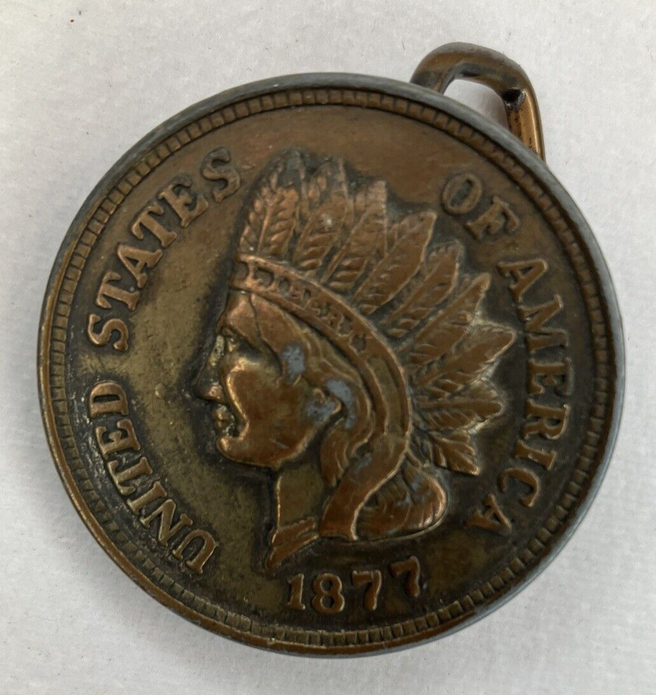 Indian Head Penny 3D Coin Shaped 1877 Replica Metal Belt Buckle Color Gold PO