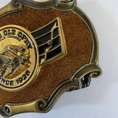 RainTree Grand Ole Opry Metal Brushed Suede Western Belt Buckle 3.75 Inch 1970’s