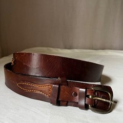 Vintage Brown Leather Ranger Belt Brass Buckle Western Distressed 1.75&Prime; 38-42