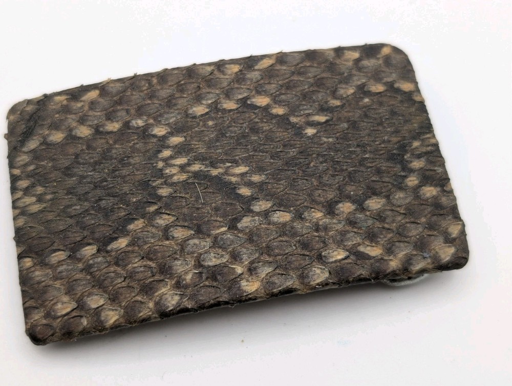 Vintage Genuine Python Snakeskin Belt Buckle Leather Western Exotic Handmade