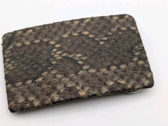 Vintage Genuine Python Snakeskin Belt Buckle Leather Western Exotic Handmade