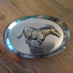 Vintage Silver and Gold Tone Running Horse Themed Belt Buckle