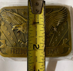 2014 Sponsor « Freedom Is Not Free » Brass Belt Buckle Patriotic Eagle