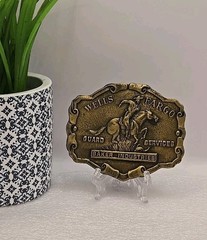 Vintage Tiffany Wells Fargo Guard Services Bakers Industries Brass Belt Buckle