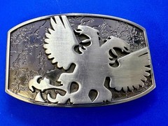 Eagle Phoenix Bird Spreading Wings Multi Layer Silver Color Belt Buckle