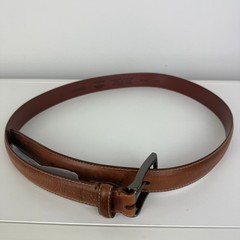 NWT Dockers Mens Genuine Leather Brown Silver Grey Buckle Dress Thick Belt 38/95