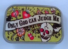 SKULL FLOWER ONLY GOD CAN JUDGE ME HEART SWORD CHERRY CROWN BELT BUCKLE DOWN