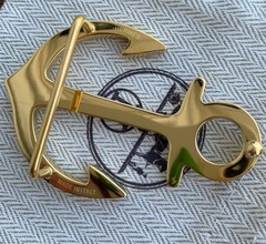Hermes Cargo 38mm Waist belt buckle polished gold-tone anchor Design New