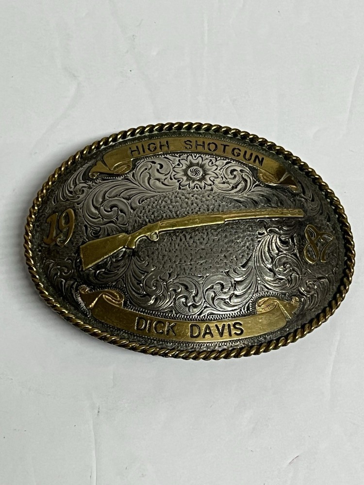 Vintage 1987 Trophy Belt Buckle High Shotgun Montana Silversmith Dick Davis