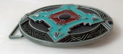 Belt Buckle Classic Southwest Pewter / Enamel Finish 1.5&Prime; Belt Size / Plate Type