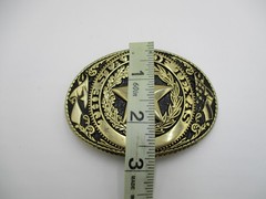 Vintage State Of Texas Belt Buckle Mens Gold 1.5&Prime; Metal Oval Star Western Cowboy