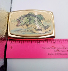 Solid Brass Scrimshaw style Bass belt buckle
