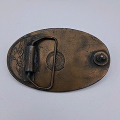 Vintage 70s Pony Post Express Brass Metal Belt Buckle Montauk Silver Company
