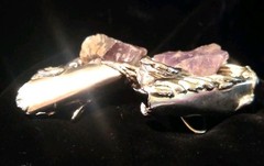 Vtg Copa Collection Brutalist Belt Buckle Silver/ Amethyst Modern Art SIGNED