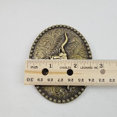 Longhorn Steer Belt Buckle Western Cowboy Rodeo Relief Bull Scroll Bronze Tone