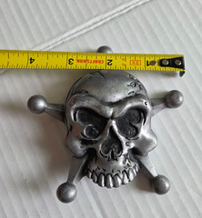Heavy Metal Mfg. USA Skull 5 Point Star Pirate Belt Buckle 3D Biker Rock Grunge