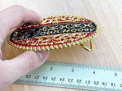 Western Buckle Gold Black Red Cowboy 4×3 for 2 » Hooey Buckle Hebilla Vaquero