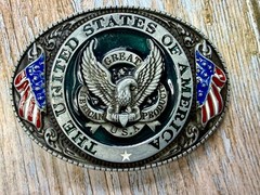 The United States of America Patriots Eagle US Flag Emblem Belt Buckle