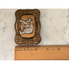 Vintage Two Tone Bear Belt Buckle Gold Silver Filigree Made in Japan Western