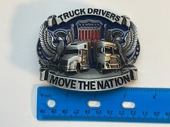 Truck Driver Belt Buckle Big Rig Semi Trucks American West USA Flag Trucker Belt