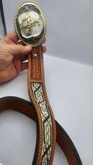 Montana Silversmiths Western Belt Buckle End of the Trail & Custom 48&Prime; Belt