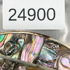 Vintage Alpaca Belt Buckle Abalone Inlay Silver Tone
