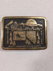 Vintage Rocky Mountain Brake Supply 1989 10th Anniv Belt Buckle Anacortes Brass