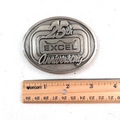 Excel 25th Anniversary Belt Buckle Silver Tone Oval Limited Edition 1985