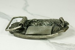 Grizzly Bear pewter belt buckle western vintage Siskiyou Buckle Co 1984