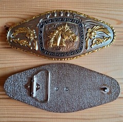 BIG Horse flowers western silver & gold & black belt buckle (choice designs)
