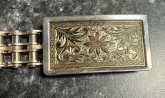 Vintage 32&Prime; Long Chrome Motorcycle Chain Belt Etched Buckle