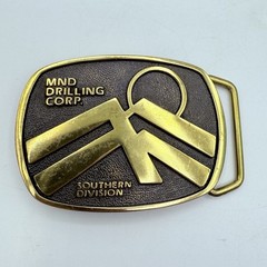 VINTAGE 80S MND DRILLING CORP OILFIELD OIL AND & GAS SOLID BRASS BELT BUCKLE