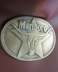 Marlboro Belt Buckle Mens Vintage 1987 Solid Brass TEXAS Longhorn 5 point Star