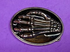 Skeleton Hand Fingers Bones Raised Claw Fingers Gothic Black Oval Belt Buckle