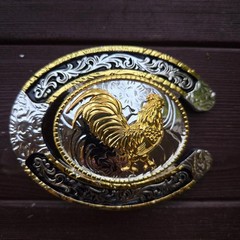 ROOSTER FARM BIRD RODEO ANIMAL HORSE SHOE COWBOY WESTERN SHINE BELT BUCKLE