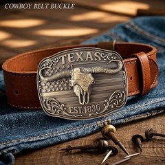 GRAERRY Cowboy Belt Buckle for Men Women Medium, 004 Bronze Texas 1836