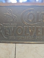 VINTAGE COLT REVOLVERS BRASS BELT BUCKLE ~ GW13 ~ ANTIQUE FINISH ~ WESTERN ~ EUC
