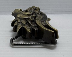 “NEW” Unique Brass Tone Metal 3D Dragon Head Western Belt Buckle