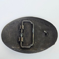 1988 Red Man Chewing Tobacco Belt Buckle Oval Brass Tone Western Americana Vtg