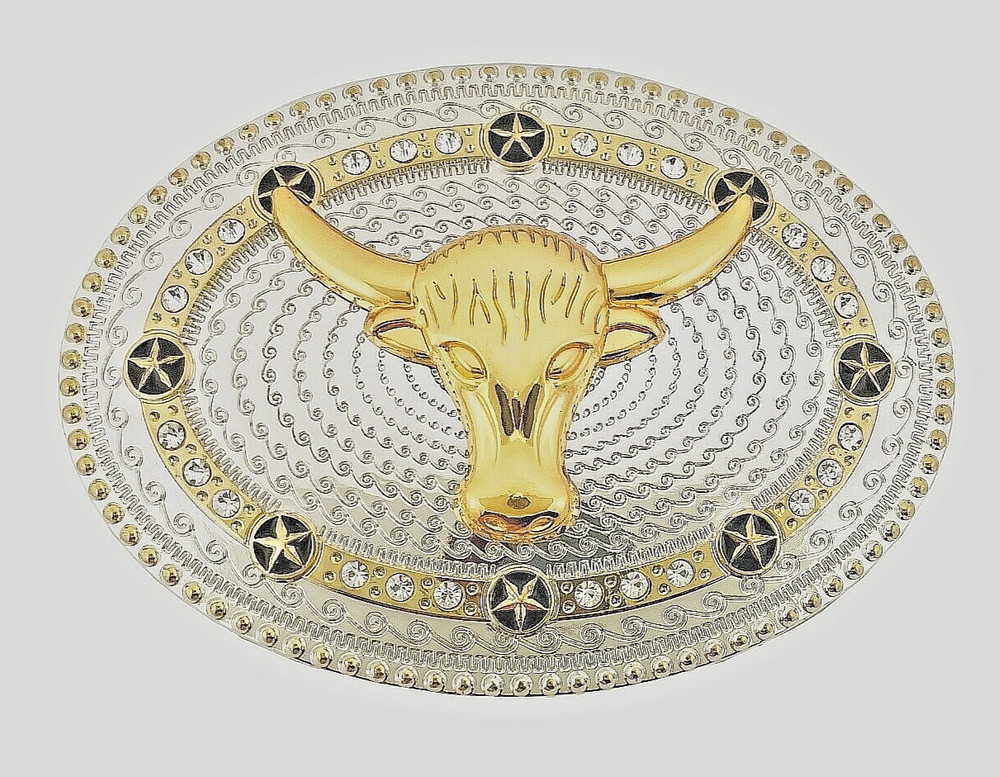 Bull Belt Buckle Western Cowboy Cowgirl Men Women Rodeo Rider Long Horn Texas