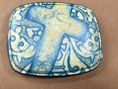 Large Cross Print Religious Christian Faith Symbol Leather On Metal Belt Buckle