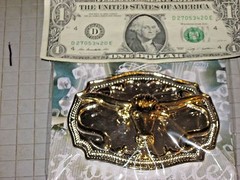 New Hot Buckles Chrome Long Horn Steer Head Gold Silver & Gold Color old stock