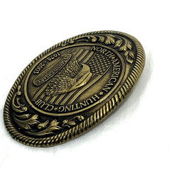 North American Hunting Club Brass Belt Buckle 25th Ann 1978-2003 Oval Eagle Flag