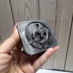 Vintage Belt Buckle 70’s End Of The Trail Native American Western Cowboy