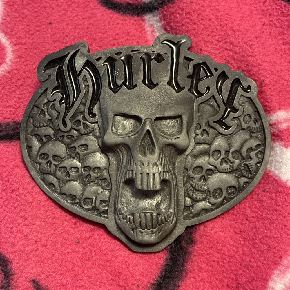 Vintage Y2K Hurley Gothic Skull Metal Belt Buckle [READ DESC.]