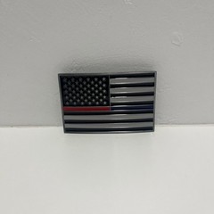 USA American Thin Red / Blue Line First Responders Rectangle Metal Belt Buckle